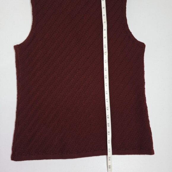 Jones New York 100% Merino Wool Burgundy Sleeveless Round Neck Sweater Tank SM - Picture 5 of 9